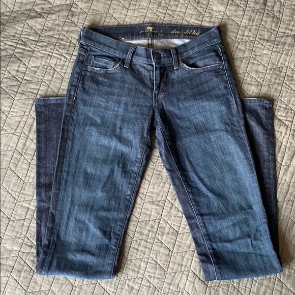 7 FOR ALL MANKIND Straight Leg Dark Wash Jeans - Picture 4 of 16